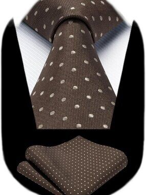 Classic Polka Dot Silk Tie & Pocket Square Set for Men - Formal Wedding